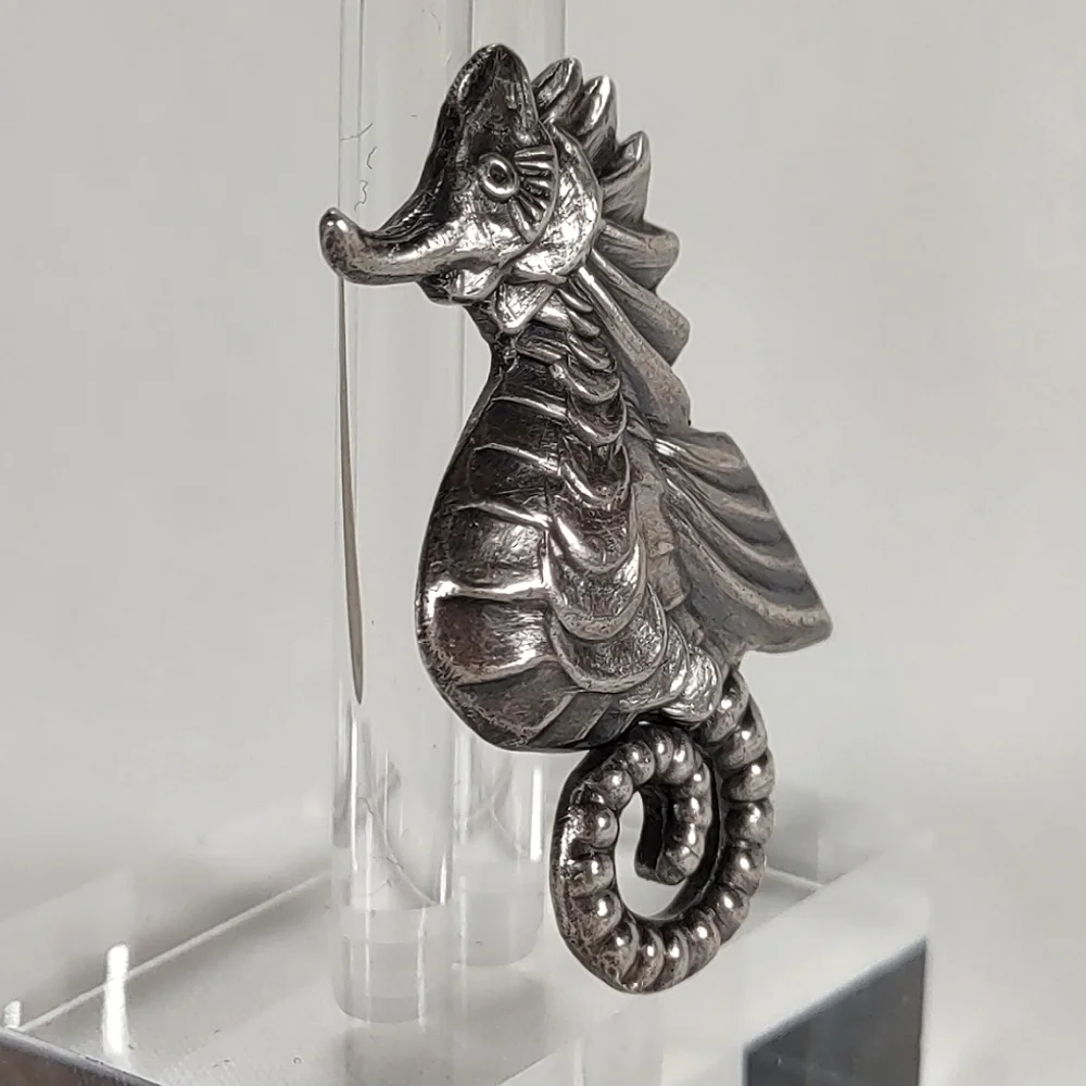 Vintage 1930's-40's Mexico Silver Seahorse Brooch